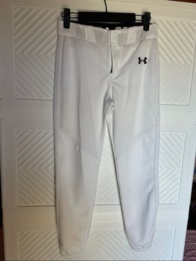 Under Armour White Athletic Baseball Pants with Black Logo